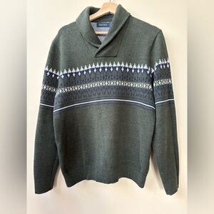 Nautica - Men's Size M - Green Patterned Fair Isle Sweater